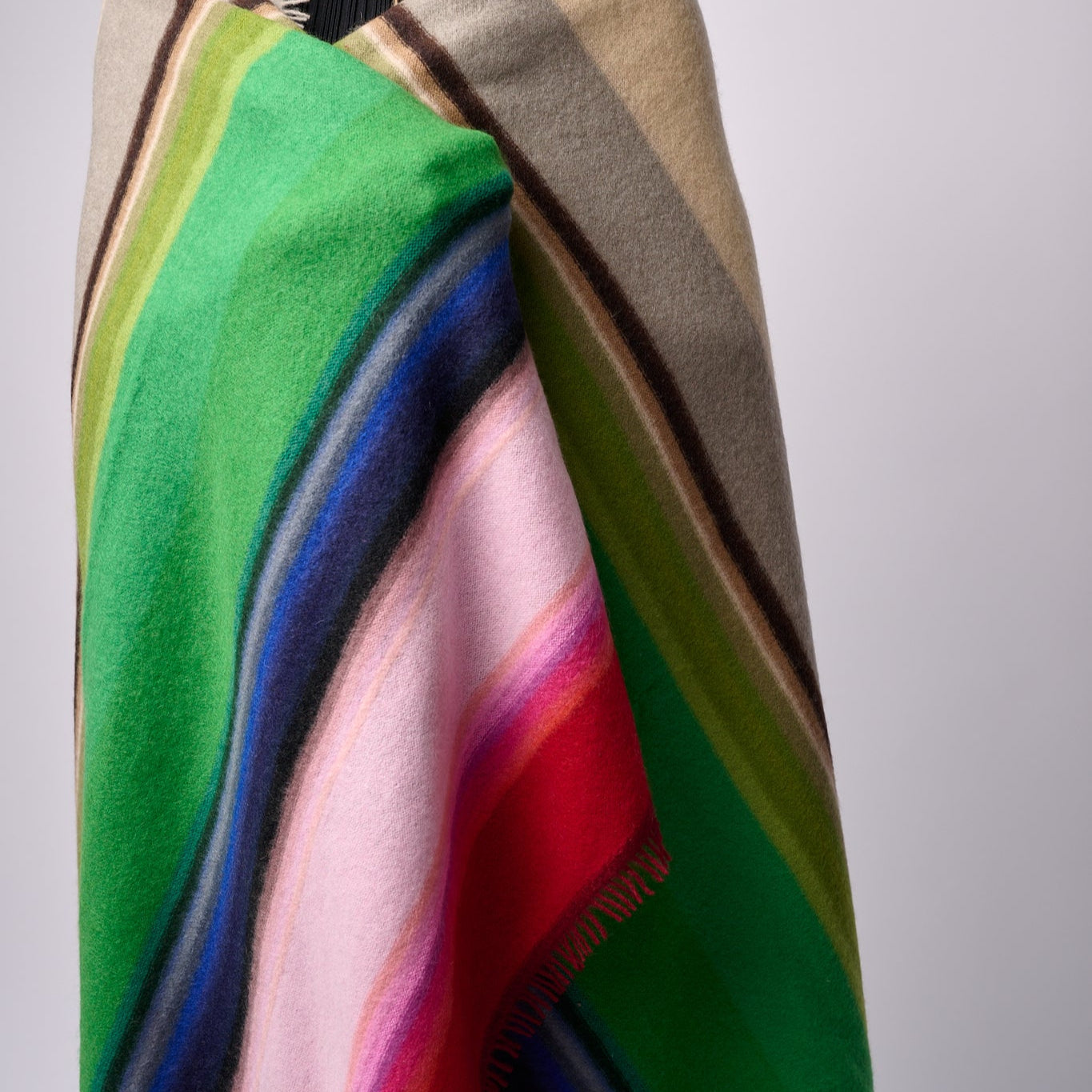 Multi Coloured Striped Cashmere Blanket