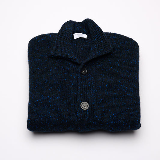 Donegal 8 Ply Cashmere Cardigan - Navy Blue