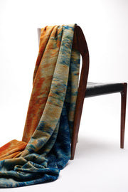 Aztec Orange Print Cashmere/Wool Blend Blanket