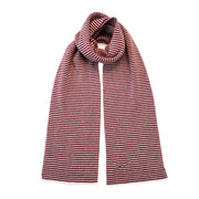 Claret & White Striped Cashmere Scarf