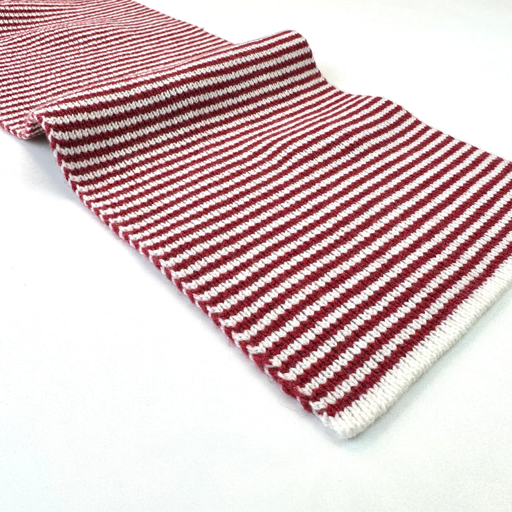 Claret & White Striped Cashmere Scarf