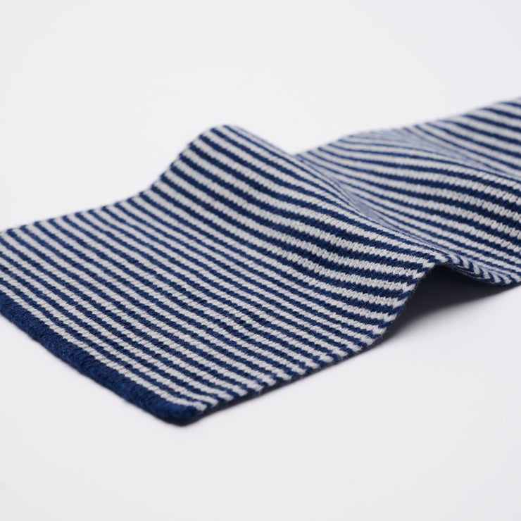 Navy & Light Grey Striped Cashmere Scarf