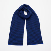 Bright Blue & Black Striped Cashmere Scarf