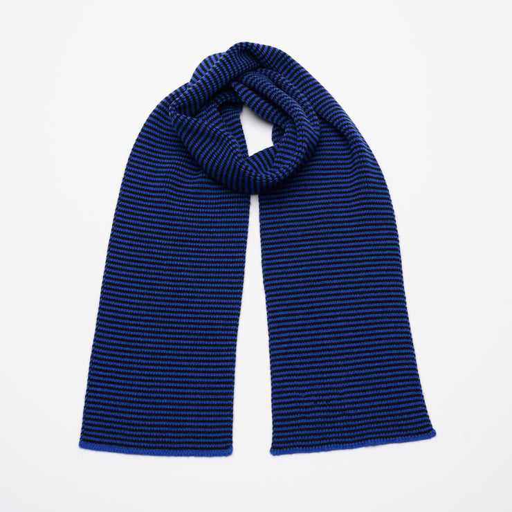 Bright Blue & Black Striped Cashmere Scarf