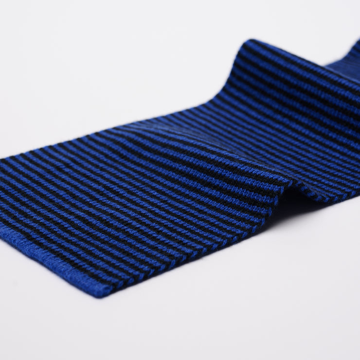 Bright Blue & Black Striped Cashmere Scarf