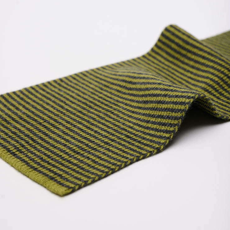 Matcha Green & Charcoal Striped Cashmere Scarf
