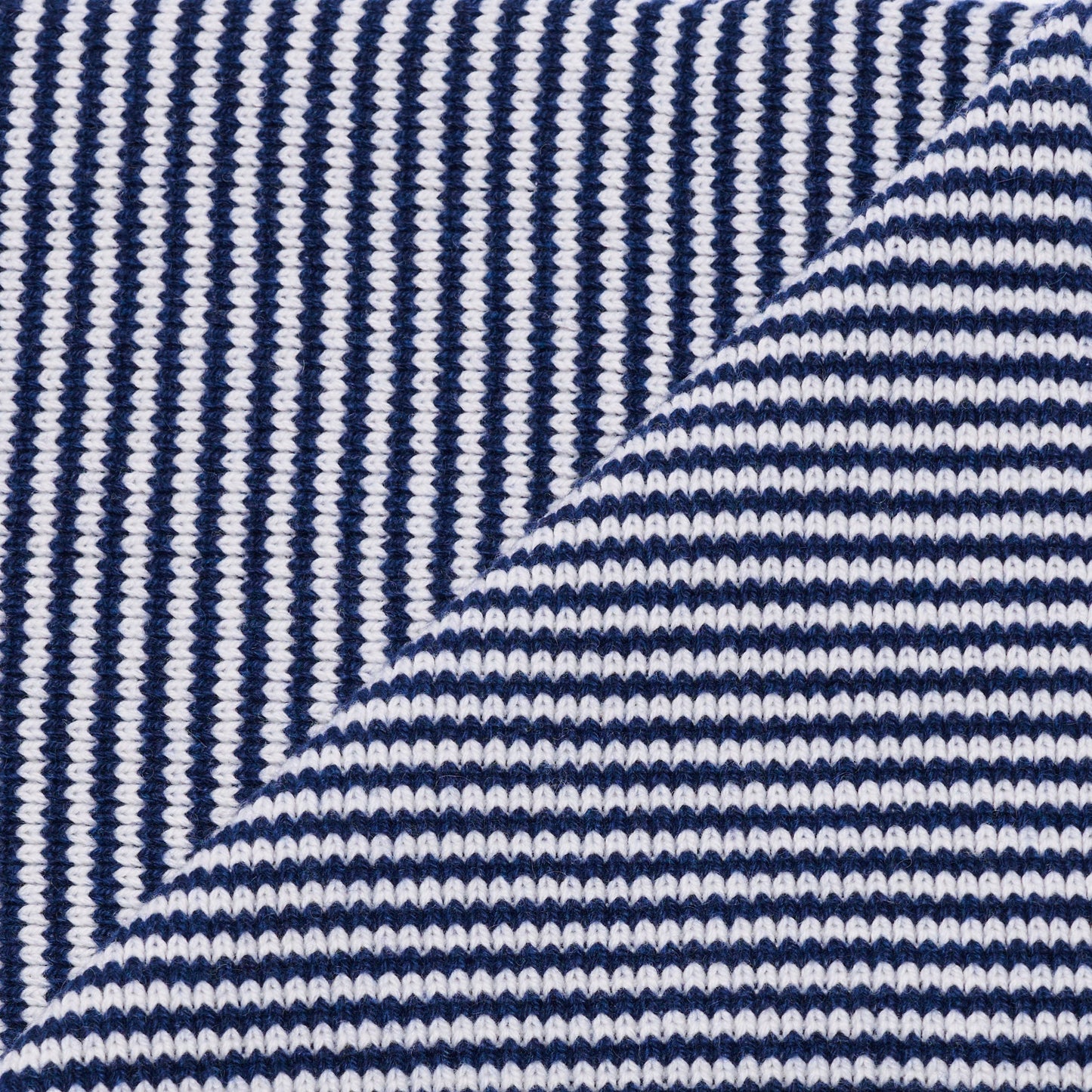 Navy Blue & White Striped Cashmere Scarf