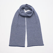 Navy Blue & White Striped Cashmere Scarf