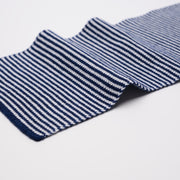 Navy Blue & White Striped Cashmere Scarf