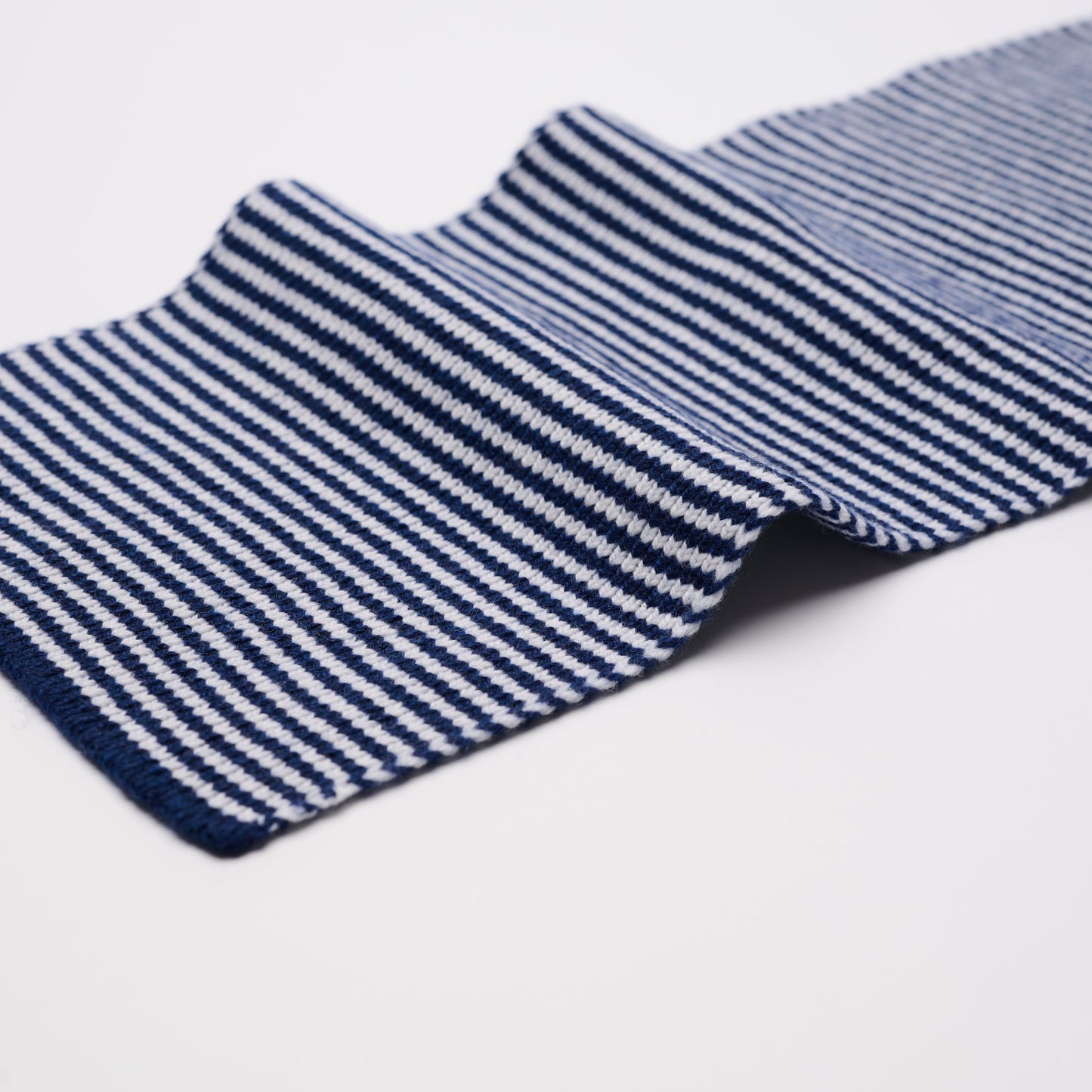 Navy Blue & White Striped Cashmere Scarf
