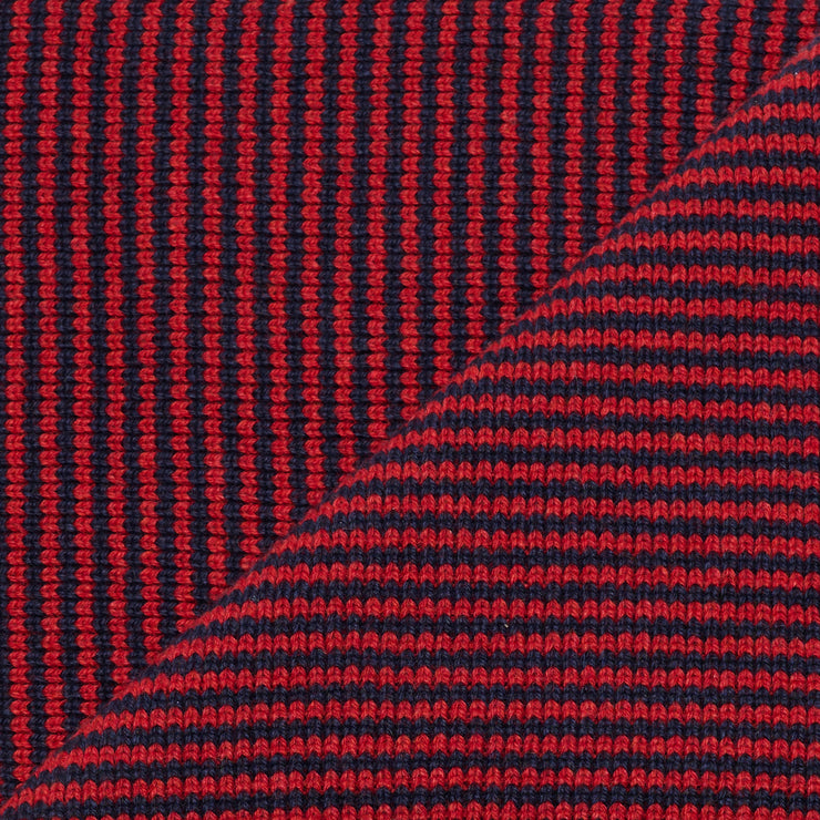 Red & Navy Striped Cashmere Scarf