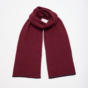Red & Navy Striped Cashmere Scarf