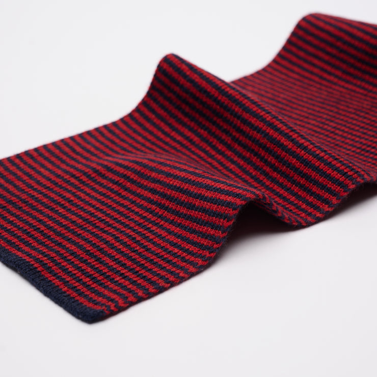 Red & Navy Striped Cashmere Scarf