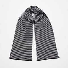 Black & White Striped Cashmere Scarf