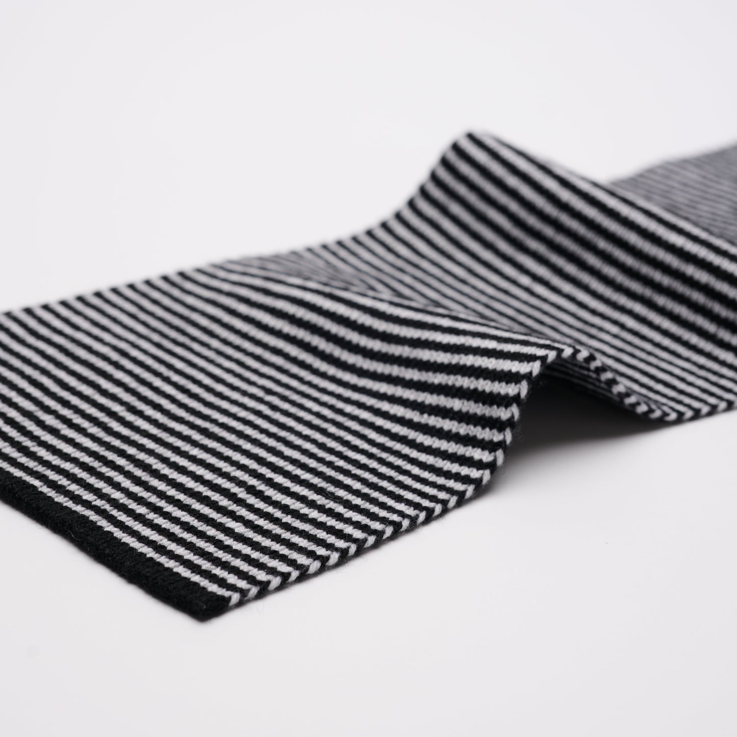 Black & White Striped Cashmere Scarf