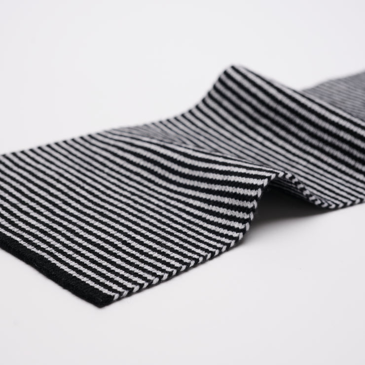 Black & White Striped Cashmere Scarf