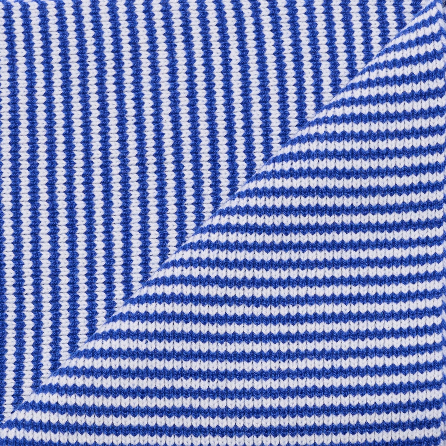 Bright Blue & White Striped Cashmere Scarf