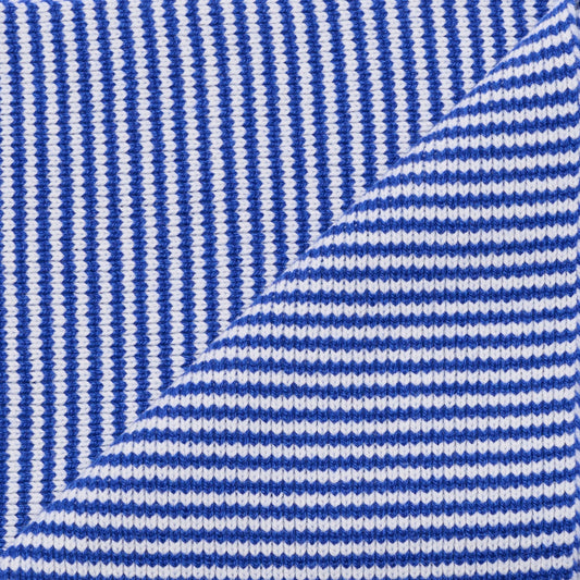 Bright Blue & White Striped Cashmere Scarf