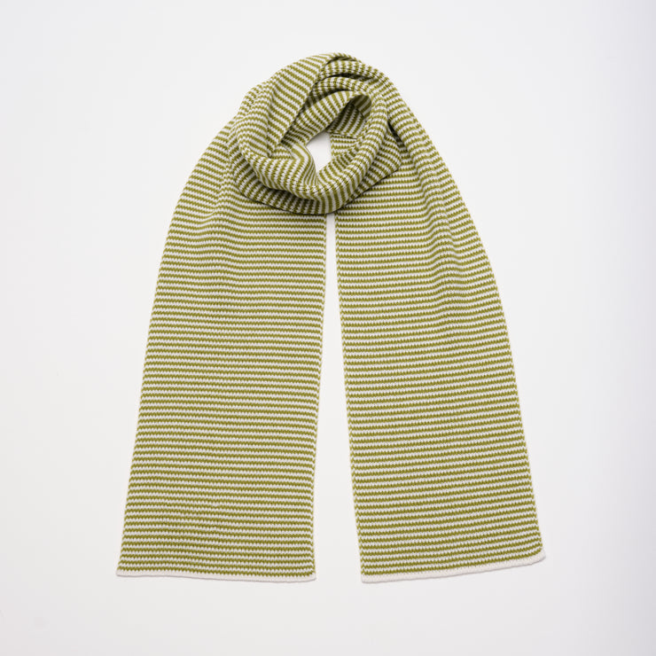 Matcha Green & White Striped Cashmere Scarf