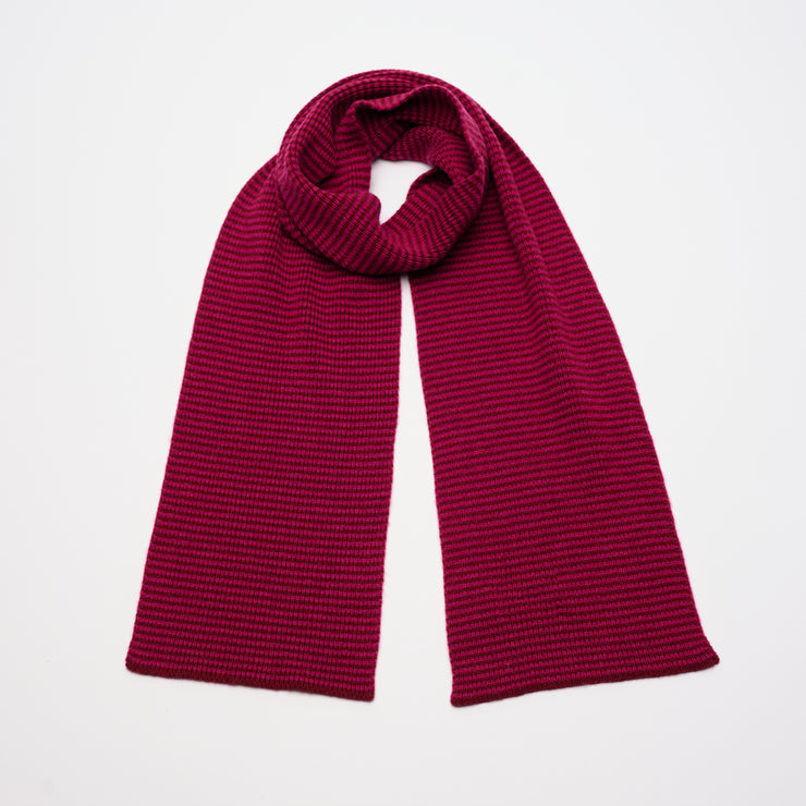 Raspberry & Mulberry Striped Cashmere Scarf