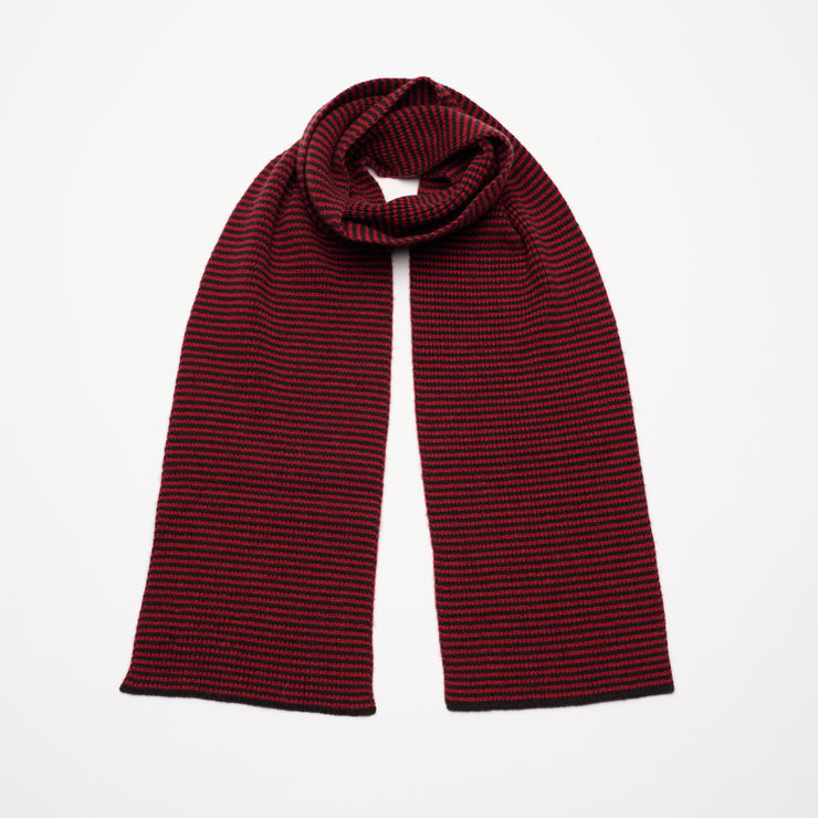 Red & Dark Chocolate Striped Cashmere Scarf