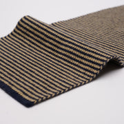 Navy Blue & Camel Striped Cashmere Scarf