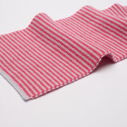 Candy Pink & Iced White Striped 5 Ply Cashmere Scarf