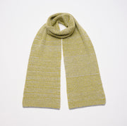 Yellow Marl & Grey Marl Striped 5 ply Cashmere Scarf