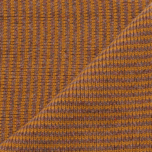 Ginger & Brown Marl Striped 5 Ply Cashmere Scarf