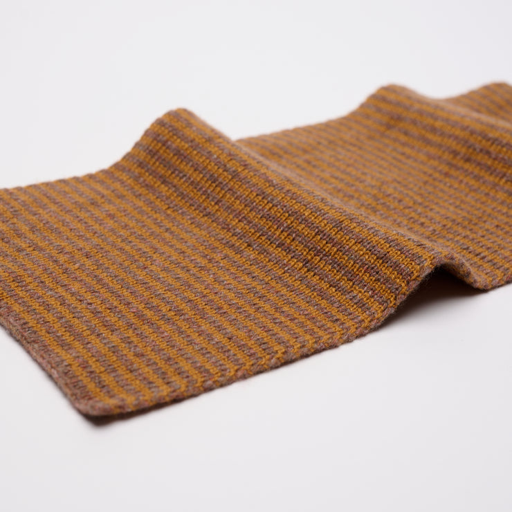 Ginger & Brown Marl Striped 5 Ply Cashmere Scarf