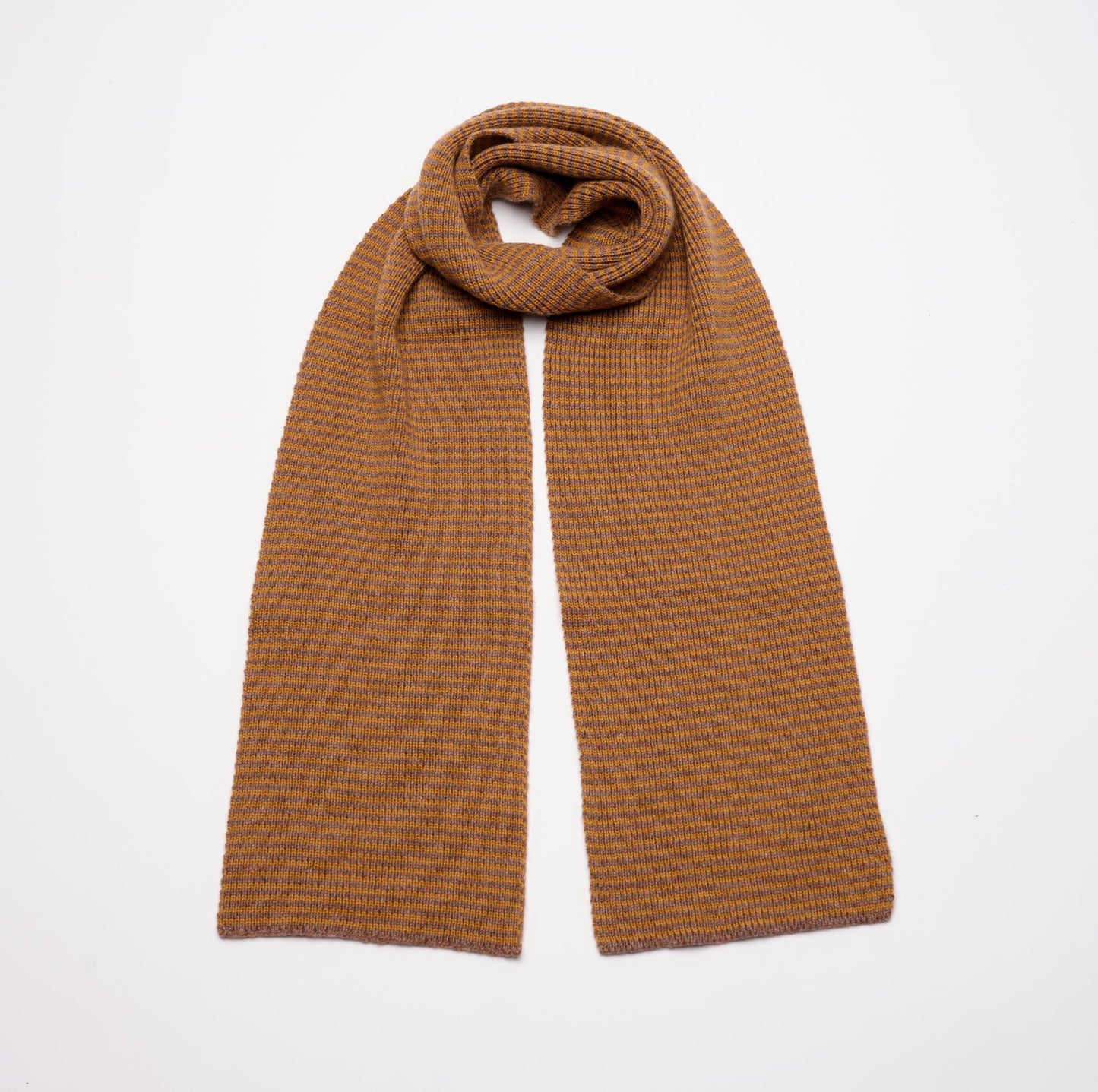 Ginger & Brown Marl Striped 5 Ply Cashmere Scarf