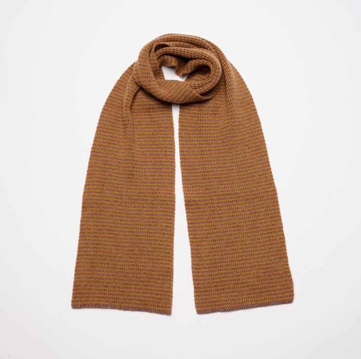 Ginger & Brown Marl Striped 5 Ply Cashmere Scarf