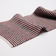 Red, Black Marl & White Striped 5 Ply Cashmere Scarf