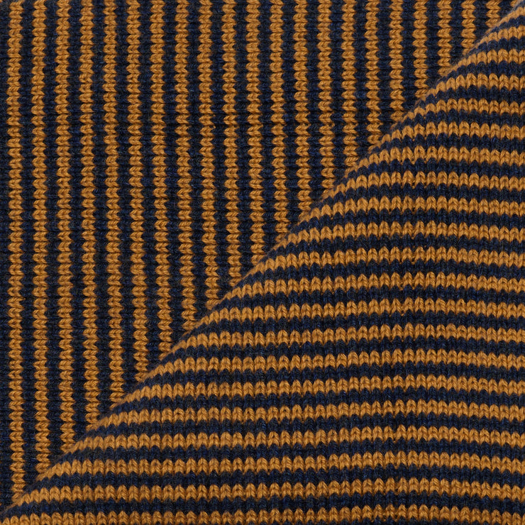 Ginger & Navy Striped 5 Ply Cashmere Scarf