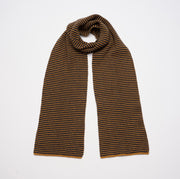 Ginger & Navy Striped 5 Ply Cashmere Scarf