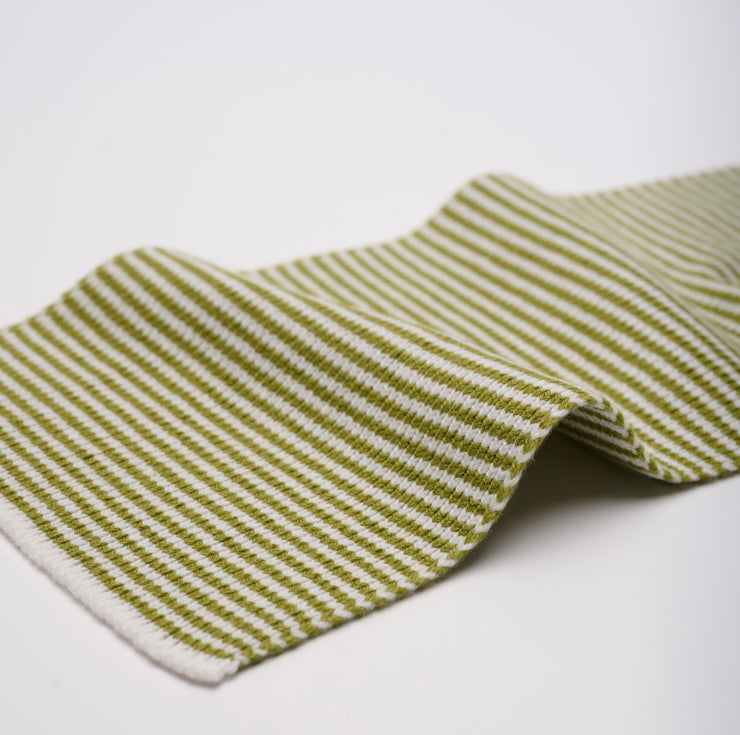 Matcha Green & White Striped Cashmere Scarf