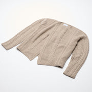 Aran Cable Cashmere Cardigan - Natural Marl