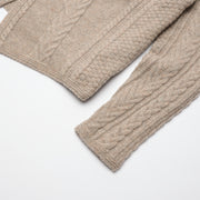 Aran Cable Cashmere Cardigan - Natural Marl