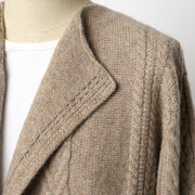 Aran Cable Cashmere Cardigan - Natural Marl