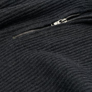 Ribbed Cashmere Half Zip High Neck Jumper - Charcoal