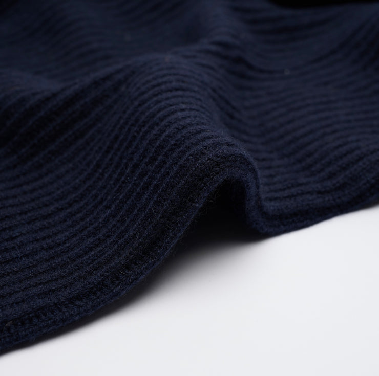 Ribbed Crew Neck Cashmere Jumper - Dark Navy