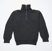 Ribbed Cashmere Half Zip High Neck Jumper - Charcoal