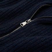 Donegal Ribbed Cashmere Zip Cardigan - Dark Navy
