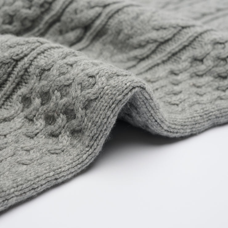 Aran Cable Zip Cardigan - Light Grey