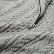 Aran Cable Zip Cardigan - Light Grey