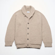 Ribbed Shawl Collar Cashmere Cardigan - Natural Marl