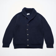 Ribbed Shawl Collar Cashmere Cardigan - Dark Navy