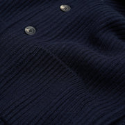 Ribbed Shawl Collar Cashmere Cardigan - Dark Navy