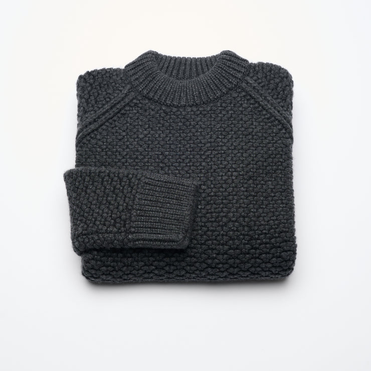 Chunky Textured Funnel Neck Jumper - Charcoal