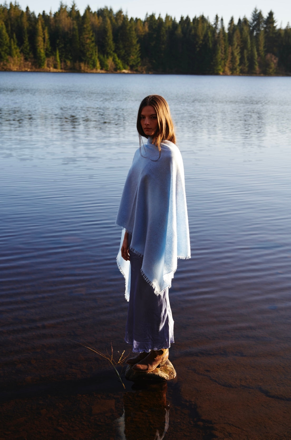 Handwoven Felted Shawl - Light Blue